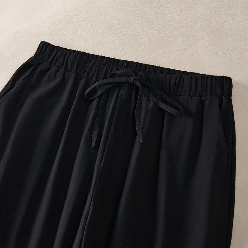 Buddha Stones Pantalones de mujer de color liso, corte ajustado, con dobladillo ribeteado con encaje y bolsillos, ideales para el verano. - image 17
