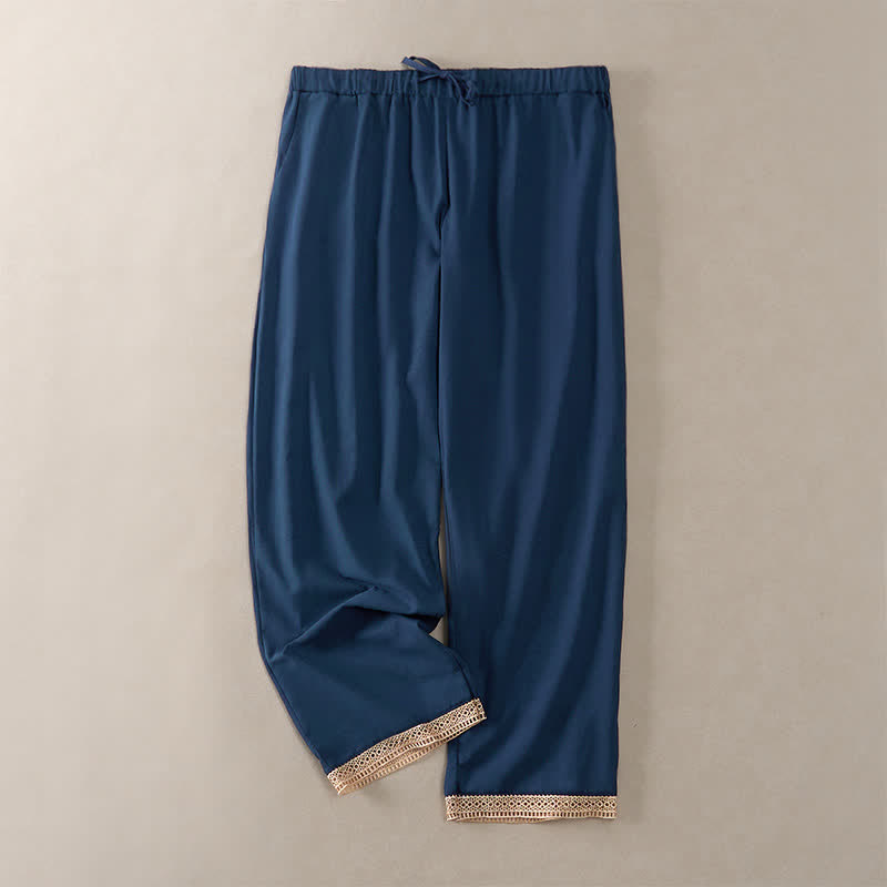 Buddha Stones Pantalones de mujer de color liso, corte ajustado, con dobladillo ribeteado con encaje y bolsillos, ideales para el verano. - Azul oscuro - US14，UK/AU18，EU46 (2XL) - image 40