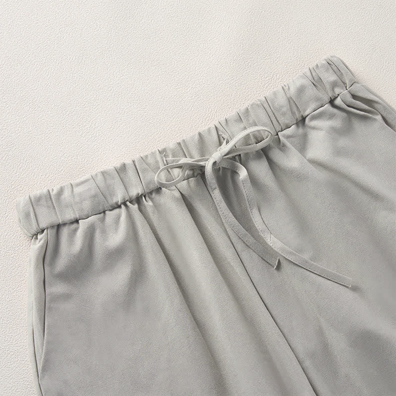 Buddha Stones Pantalones de mujer de color liso, corte ajustado, con dobladillo ribeteado con encaje y bolsillos, ideales para el verano. - image 11
