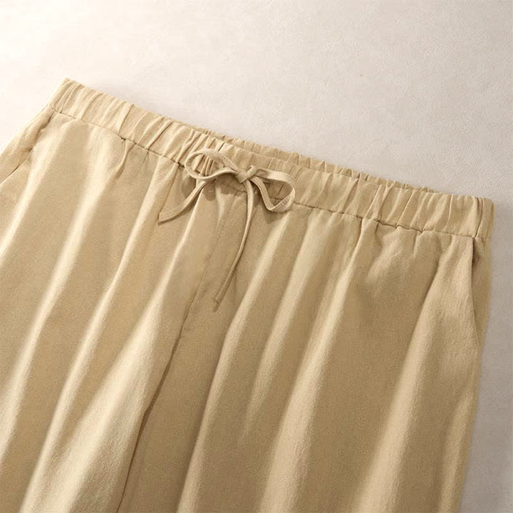 Buddha Stones Pantalones de mujer de color liso, corte ajustado, con dobladillo ribeteado con encaje y bolsillos, ideales para el verano. - image 36