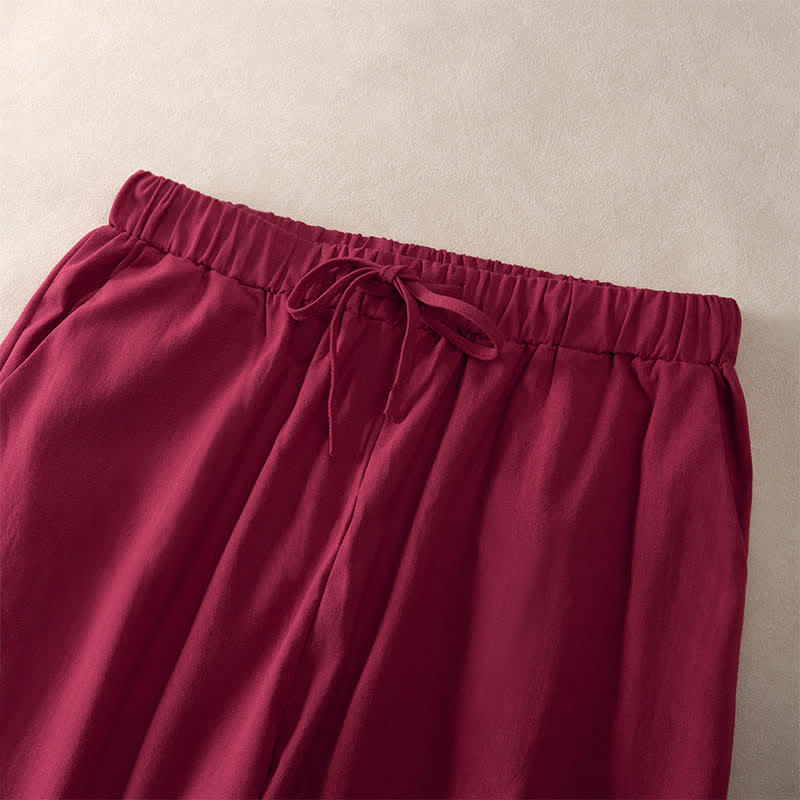 Buddha Stones Pantalones de mujer de color liso, corte ajustado, con dobladillo ribeteado con encaje y bolsillos, ideales para el verano. - image 23