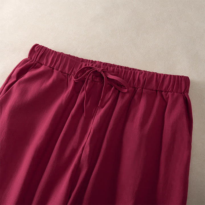 Buddha Stones Pantalones de mujer de color liso, corte ajustado, con dobladillo ribeteado con encaje y bolsillos, ideales para el verano. - image 23