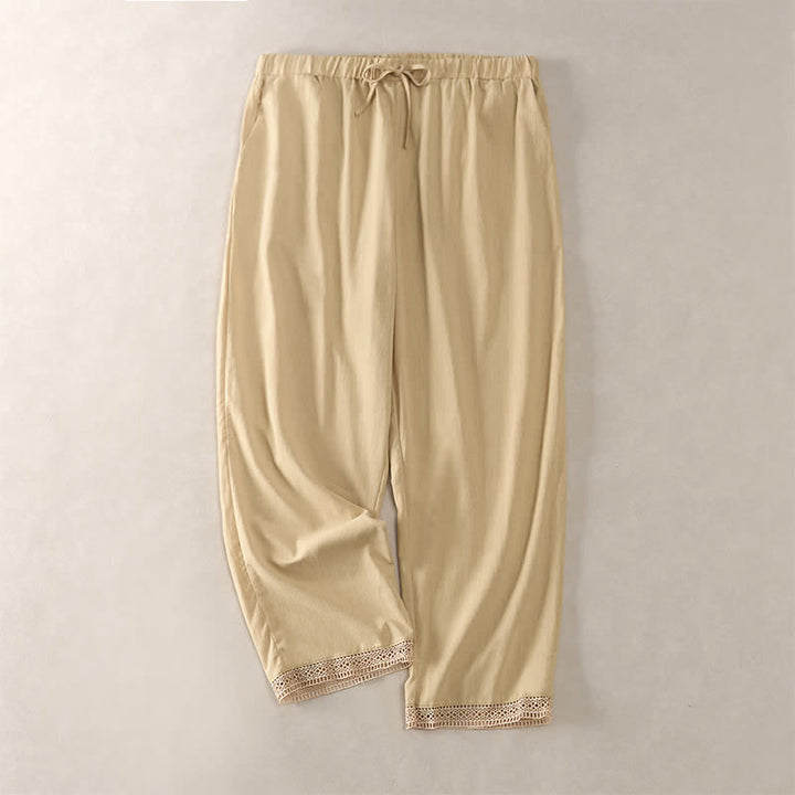 Buddha Stones Pantalones de mujer de color liso, corte ajustado, con dobladillo ribeteado con encaje y bolsillos, ideales para el verano. - vara de oro pálida - US14，UK/AU18，EU46 (2XL) - image 34