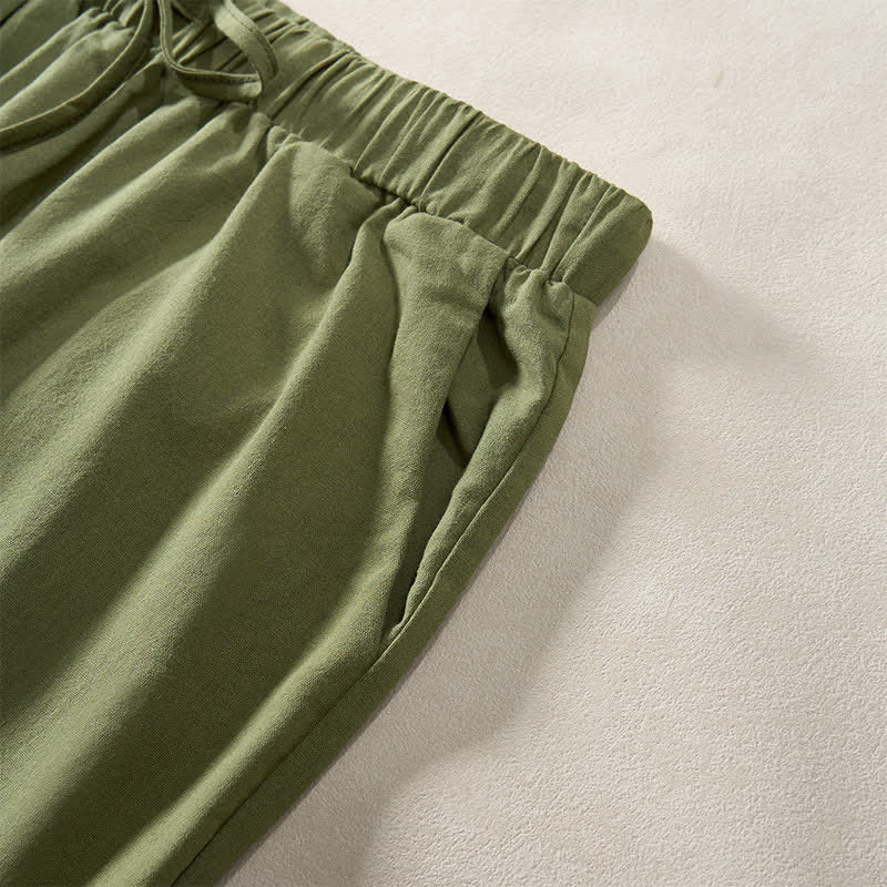 Buddha Stones Pantalones de mujer de color liso, corte ajustado, con dobladillo ribeteado con encaje y bolsillos, ideales para el verano. - image 30