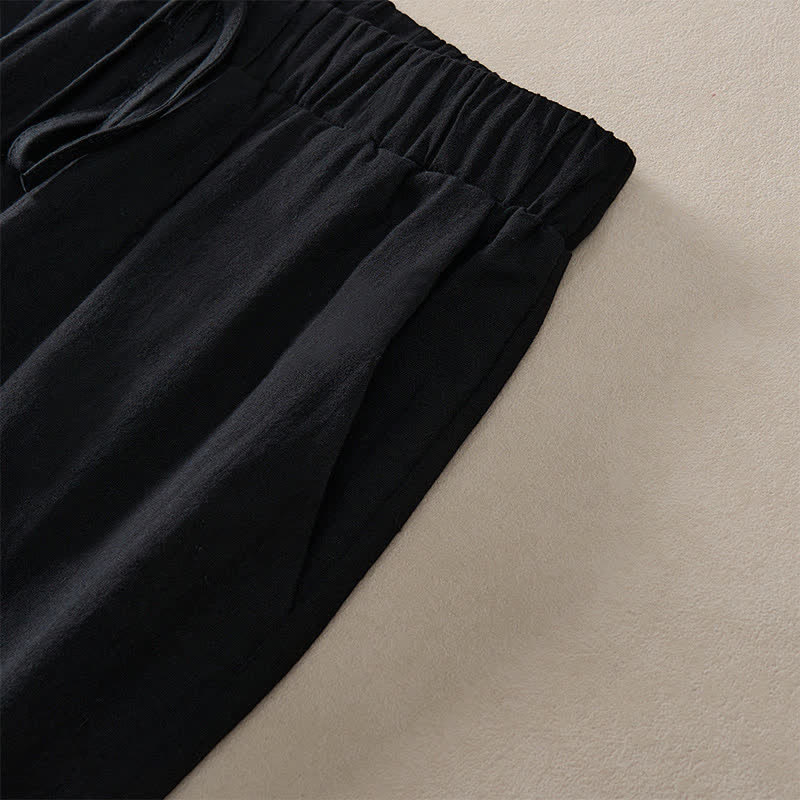 Buddha Stones Pantalones de mujer de color liso, corte ajustado, con dobladillo ribeteado con encaje y bolsillos, ideales para el verano. - image 18