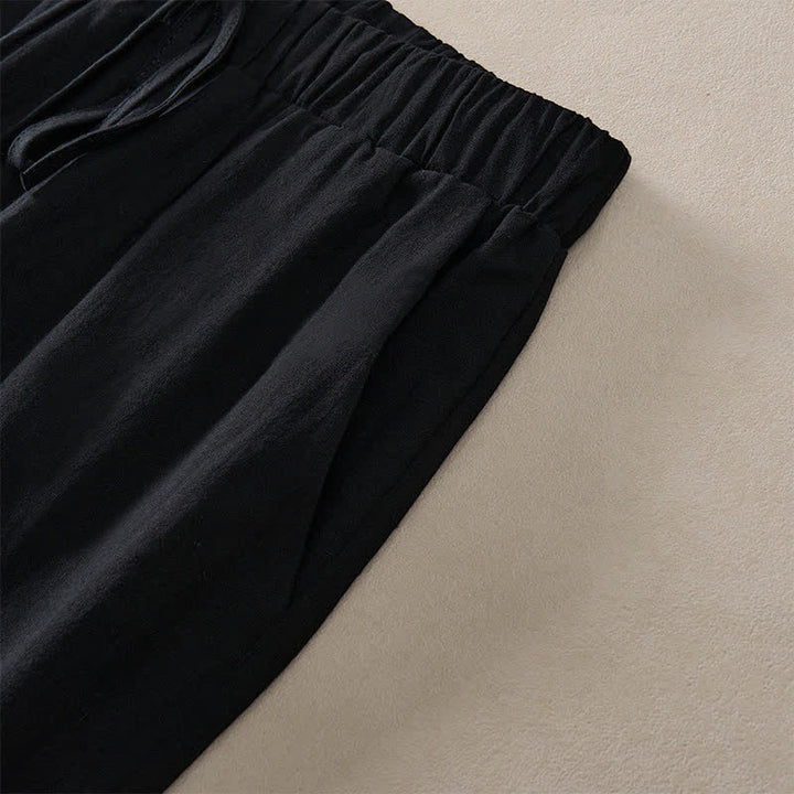 Buddha Stones Pantalones de mujer de color liso, corte ajustado, con dobladillo ribeteado con encaje y bolsillos, ideales para el verano. - image 18