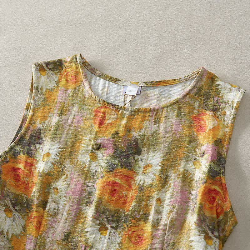 Vestido midi informal de algodón sin mangas con bolsillos y estampado de Buddha Stones, hecho a mano, a cuadros. - image 19