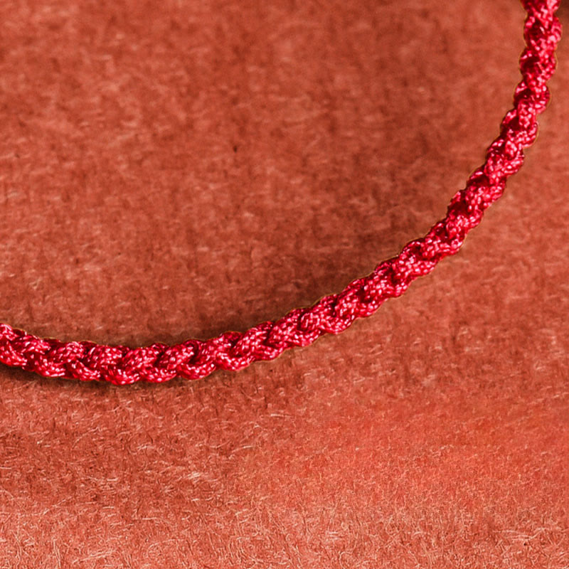 Buddha Stones Pulsera de hilo rojo con moneda de cobre y flor de jade de la suerte - image 13