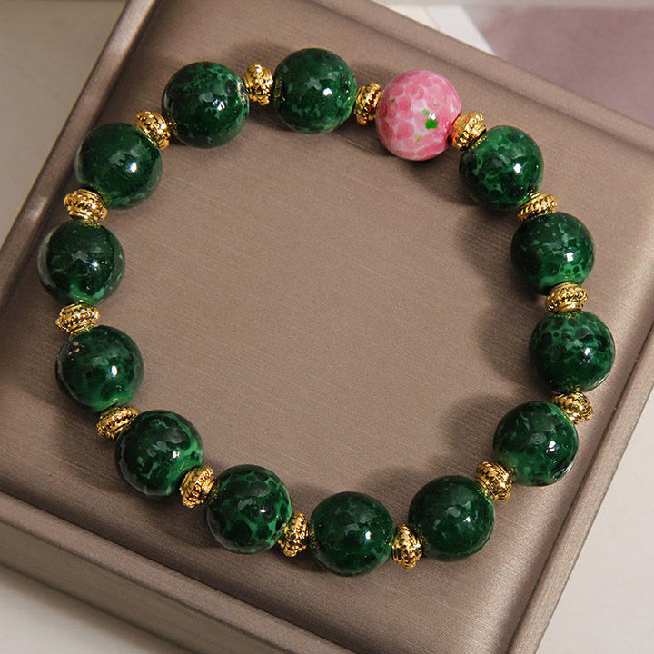 Buddha Stones Pulsera de bendiciones de cristal Liuli verde - image 7