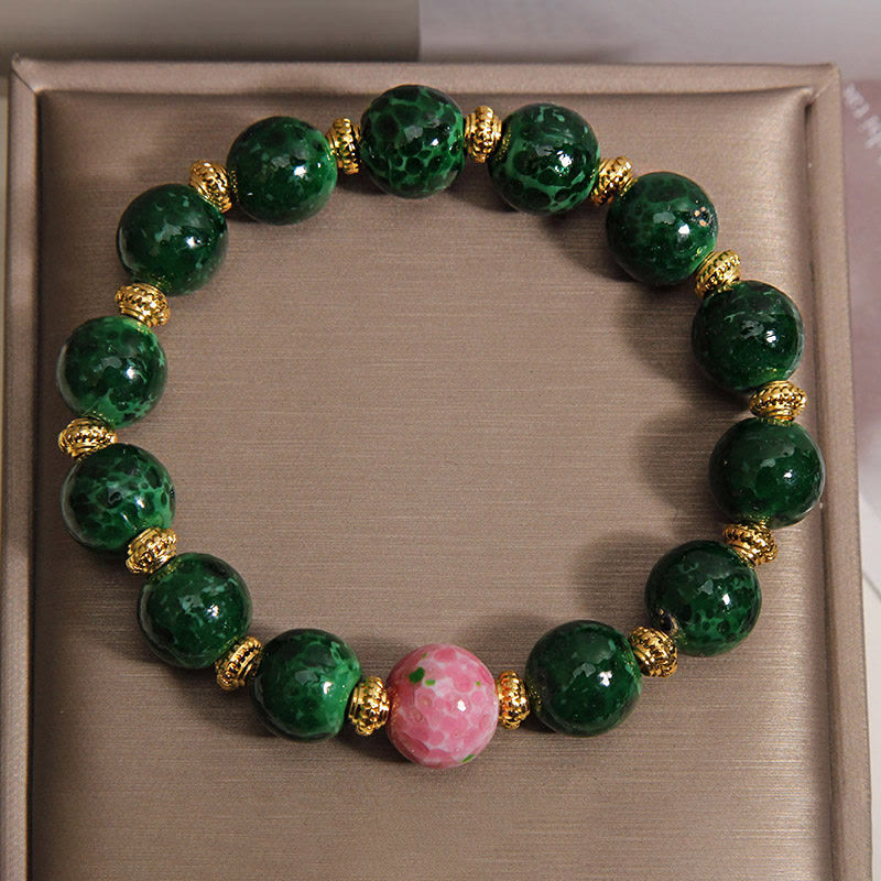 Buddha Stones Pulsera de bendiciones de cristal Liuli verde - image 5