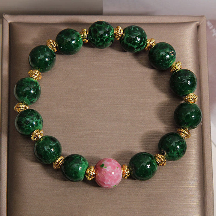 Buddha Stones Pulsera de bendiciones de cristal Liuli verde - image 5