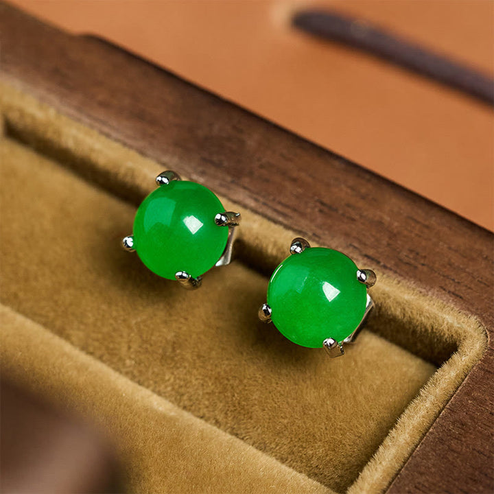 Buddha Stones Pendientes de jade y plata de ley 925 con el símbolo de la abundancia. - image 11