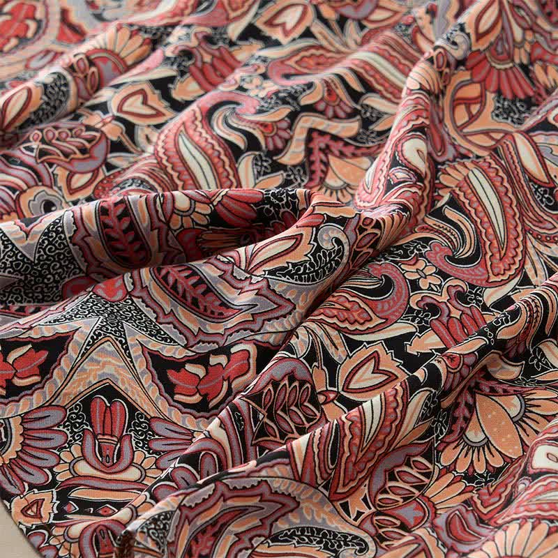 Buddha Stones Vestido largo de viscosa con mangas farol, estampado paisley y lazo en la cintura. - image 16