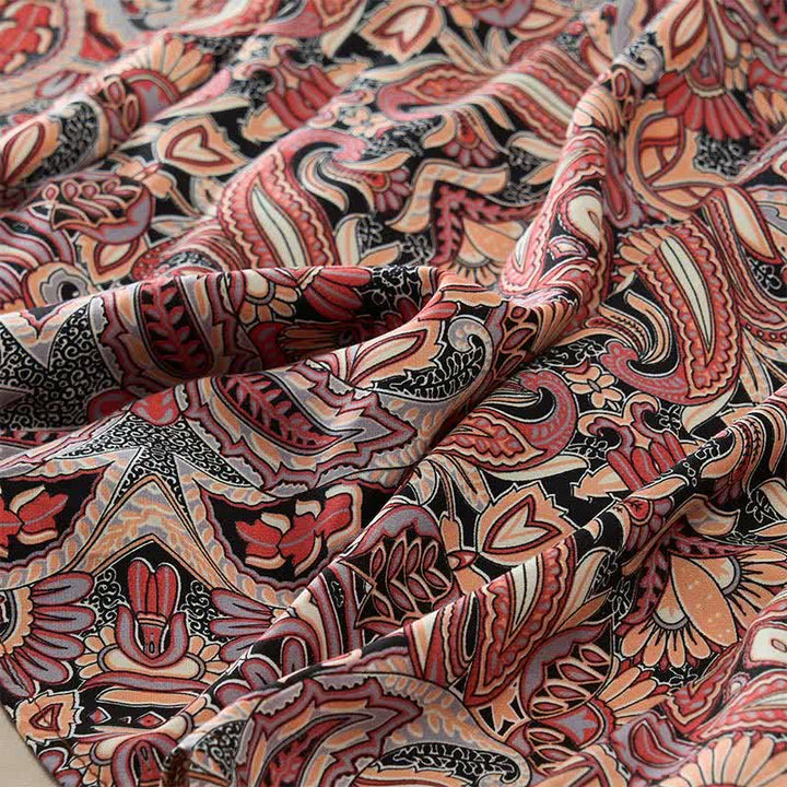 Buddha Stones Vestido largo de viscosa con mangas farol, estampado paisley y lazo en la cintura. - image 16