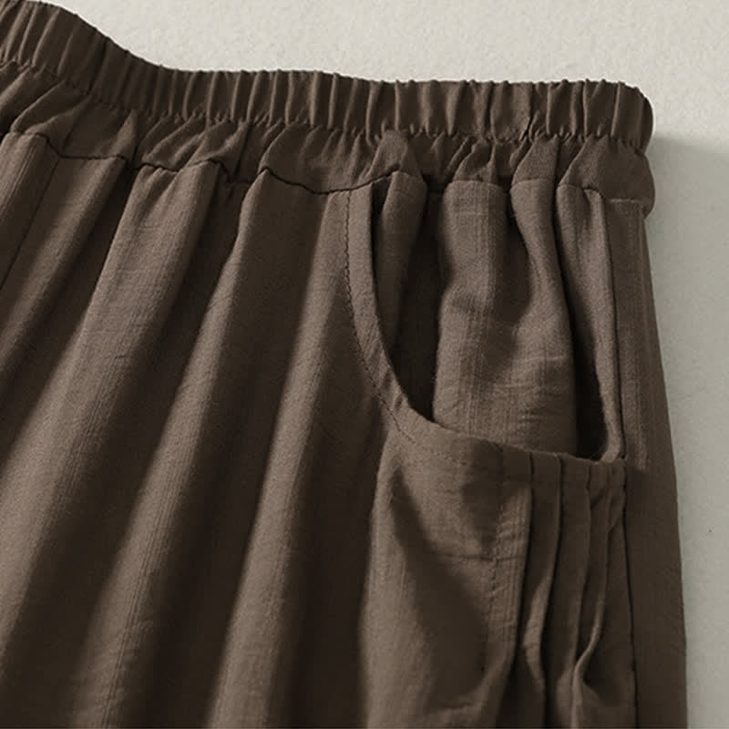Buddha Stones Pantalones capri harem de verano para mujer, de color liso y cintura elástica. - image 2