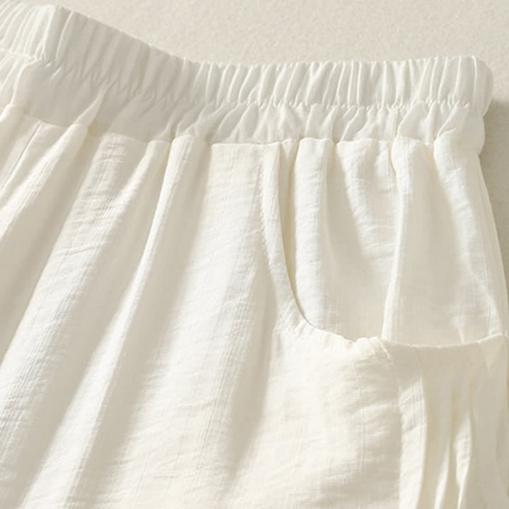 Buddha Stones Pantalones capri harem de verano para mujer, de color liso y cintura elástica. - image 11
