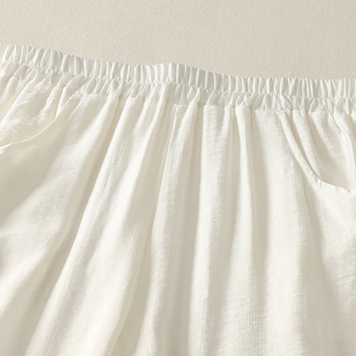 Buddha Stones Pantalones capri harem de verano para mujer, de color liso y cintura elástica. - image 10