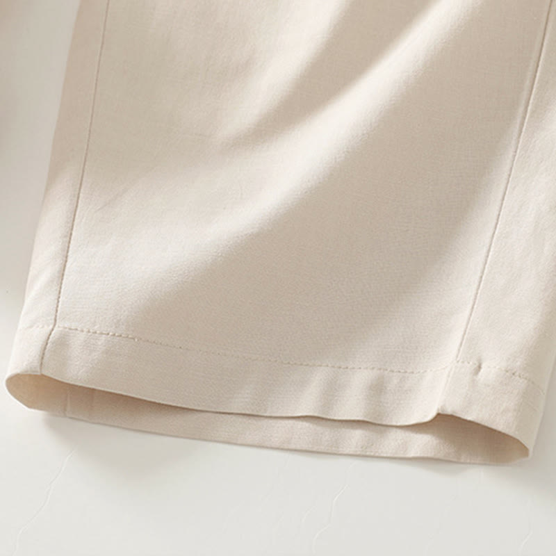 Buddha Stones Pantalones de mujer de algodón de color liso con cintura elástica y pernera recta, con bolsillos, ideales para la primavera. - image 13