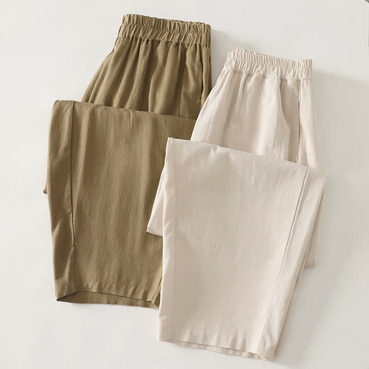 Buddha Stones Pantalones de mujer de algodón de color liso con cintura elástica y pernera recta, con bolsillos, ideales para la primavera. - image 16