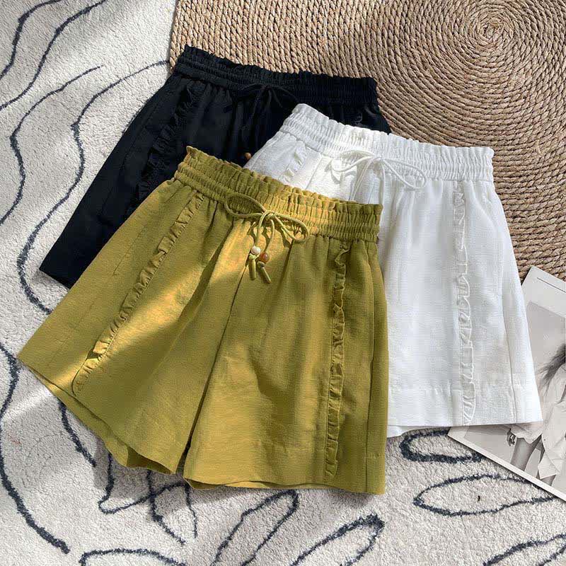 Buddha Stones Pantalones cortos de verano para mujer con cintura elástica, volantes y cordón ajustable, con bolsillos. - image 26