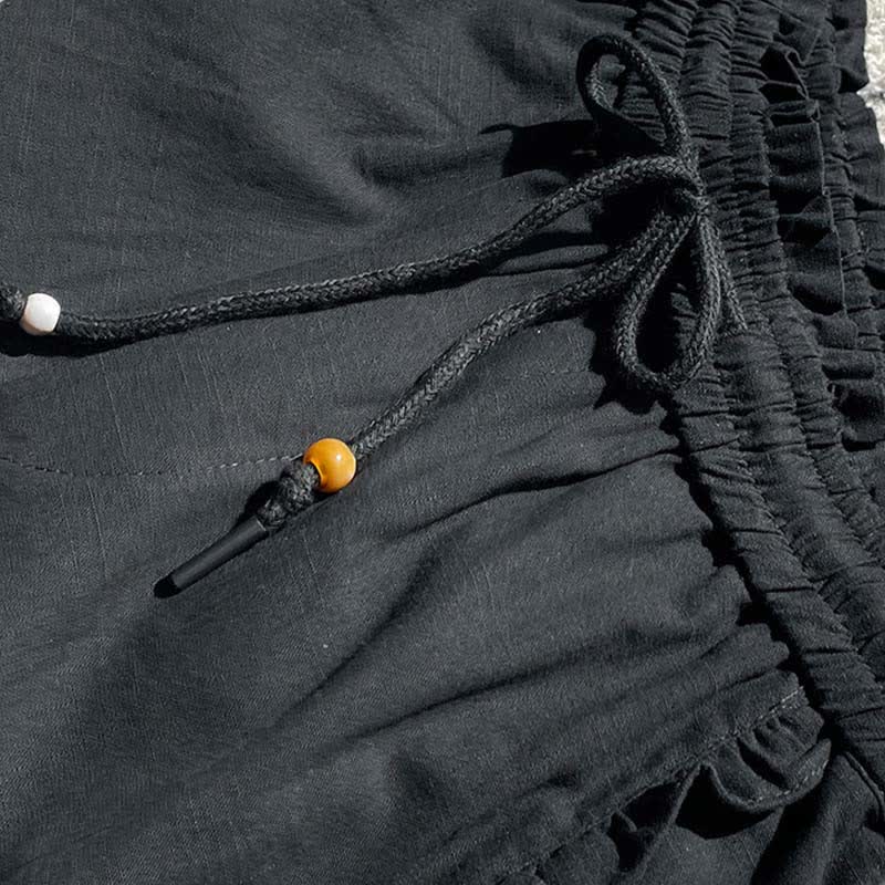 Buddha Stones Pantalones cortos de verano para mujer con cintura elástica, volantes y cordón ajustable, con bolsillos. - image 10