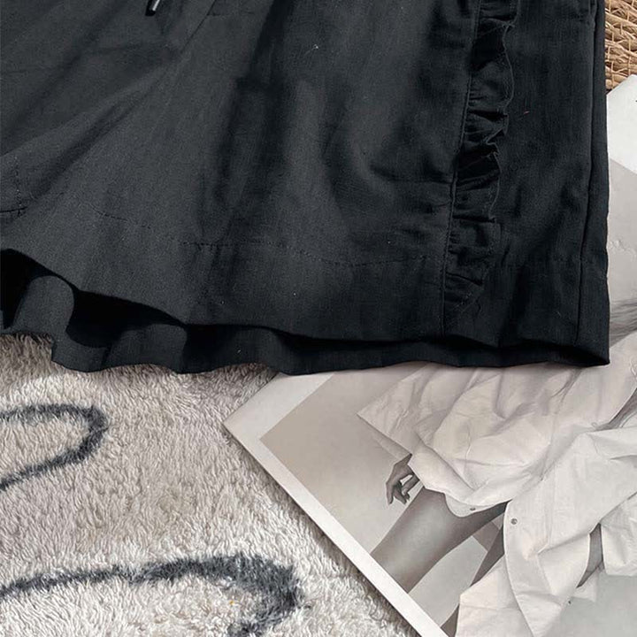 Buddha Stones Pantalones cortos de verano para mujer con cintura elástica, volantes y cordón ajustable, con bolsillos. - image 12