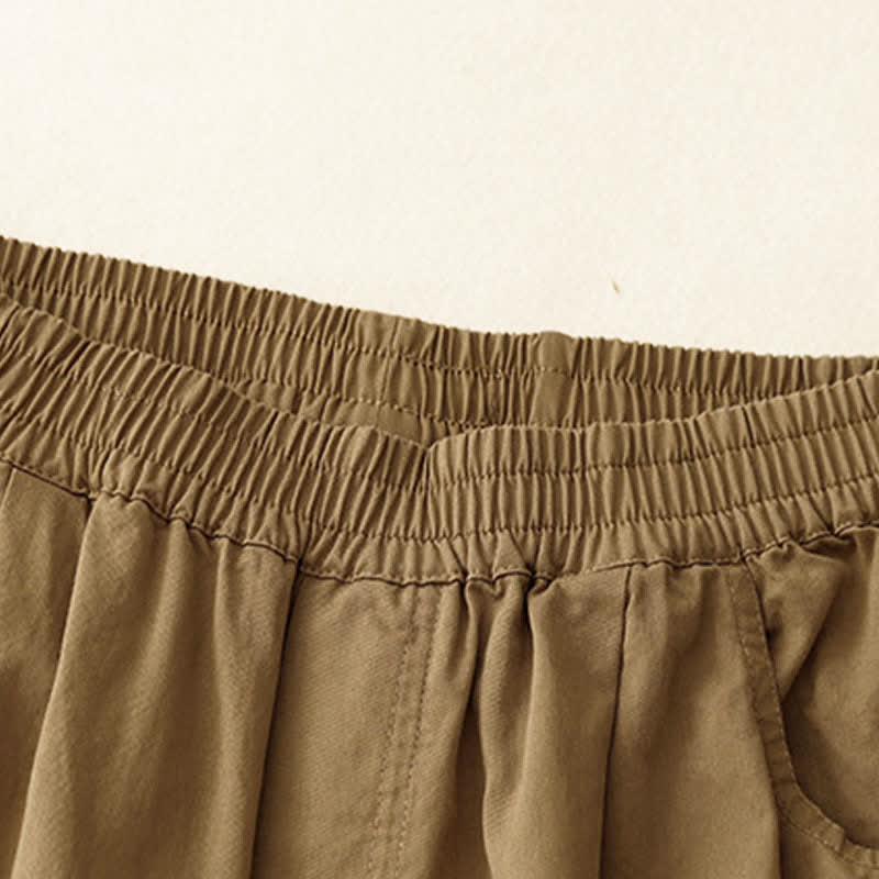 Buddha Stones Pantalones cortos de algodón para mujer con cintura elástica y bolsillos, ideales para el verano. - image 2