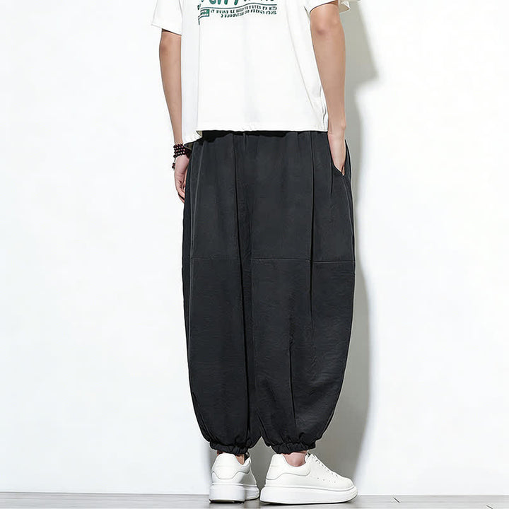 Buddha Stones Pantalones harem de algodón para hombre, de color liso, con cordón ajustable y bolsillos, ideales para la primavera. - image 22