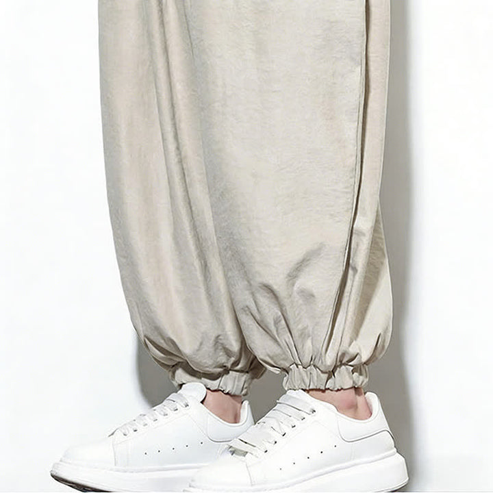 Buddha Stones Pantalones harem de algodón para hombre, de color liso, con cordón ajustable y bolsillos, ideales para la primavera. - image 18