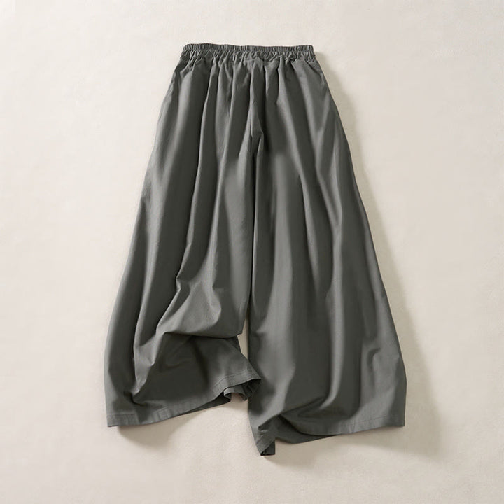 Buddha Stones Pantalones de mujer de pierna ancha, capri, con diseño plisado, cintura elástica y bolsillos, ideales para el verano. - image 8