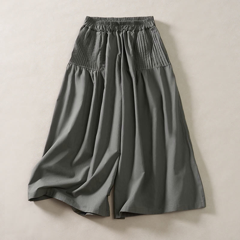 Buddha Stones Pantalones de mujer de pierna ancha, capri, con diseño plisado, cintura elástica y bolsillos, ideales para el verano. - Gris oscuro - US8-10，UK/AU12-14，EU40-42 (2XL) - image 7