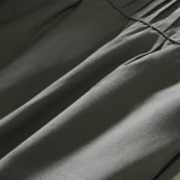 Buddha Stones Pantalones de mujer de pierna ancha, capri, con diseño plisado, cintura elástica y bolsillos, ideales para el verano. - image 12