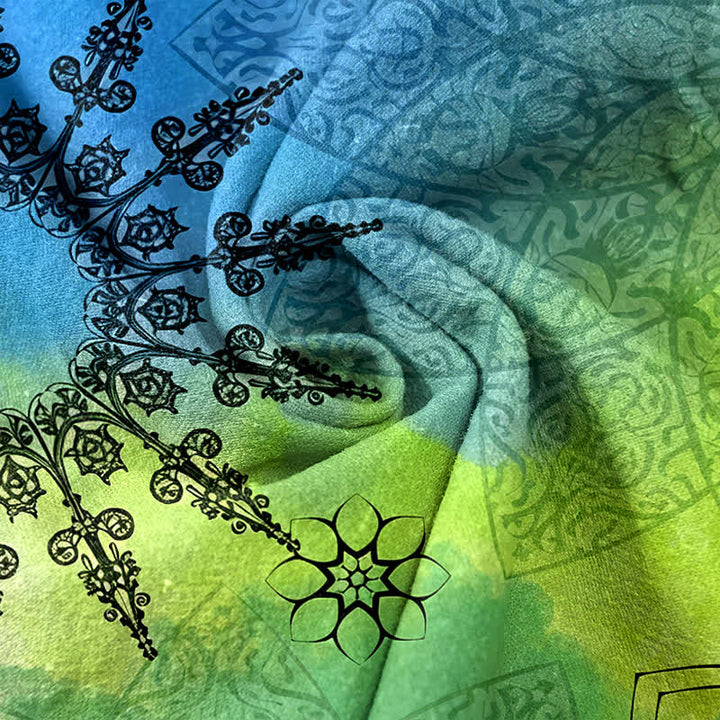Buddha Stones Pantalones de mujer de algodón con estampado degradado de mandala, cintura elástica y bolsillos. - image 2