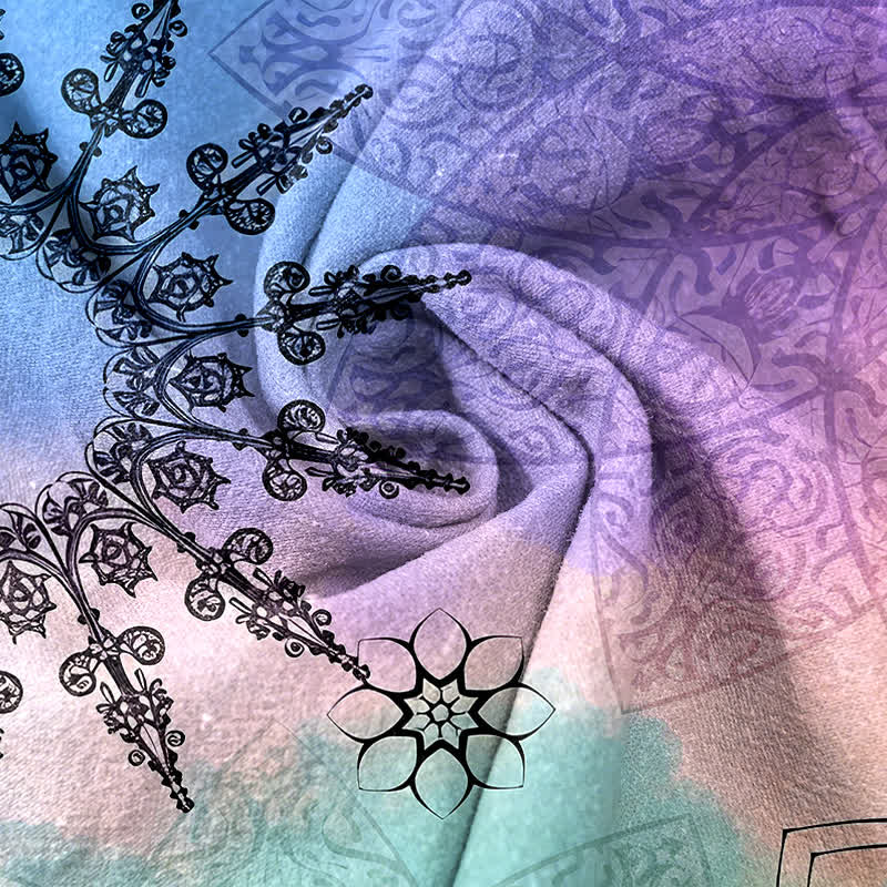 Buddha Stones Pantalones de mujer de algodón con estampado degradado de mandala, cintura elástica y bolsillos. - image 8
