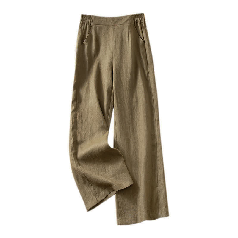 Buddha Stones Pantalones largos de mujer de primavera con cintura elástica alta, pernera ancha y bolsillos laterales. - image 13