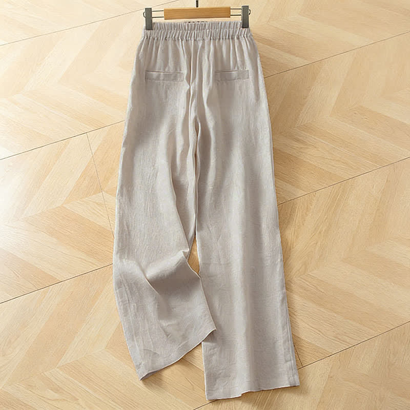 Buddha Stones Pantalones largos de mujer de primavera con cintura elástica alta, pernera ancha y bolsillos laterales. - image 15