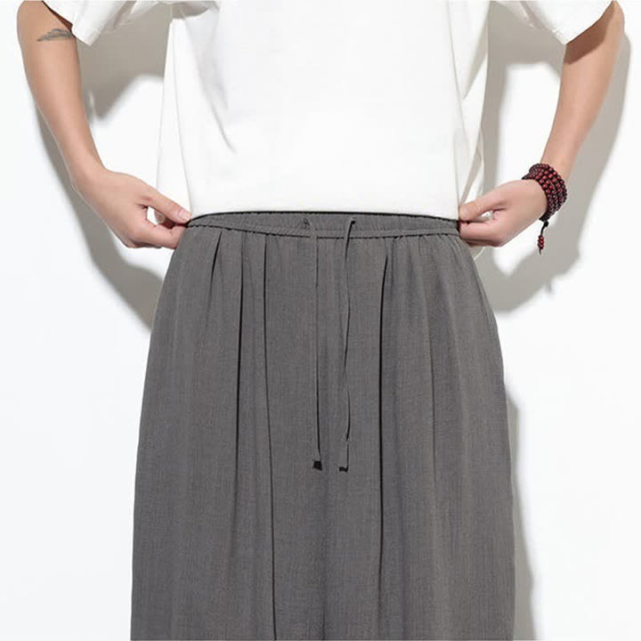 Buddha Stones Pantalones capri harem para hombre, de color liso, con cordón elástico, ideales para primavera. - image 18