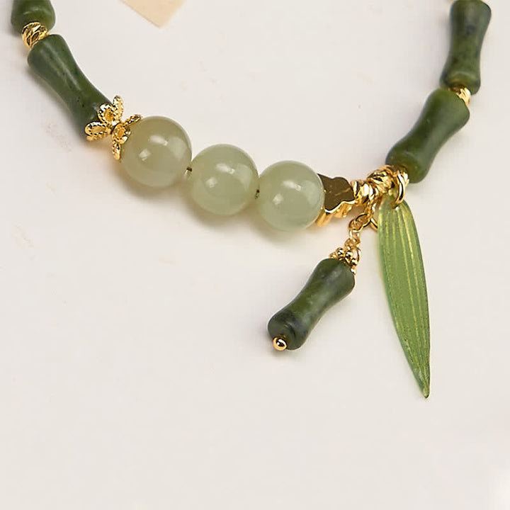 Buddha Stones Pulsera de la paz con cuentas de jade Hetian, peridoto y mariposa de bambú - image 2