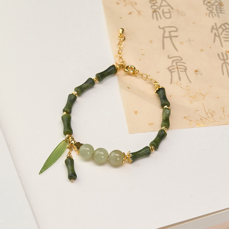 Buddha Stones Pulsera de la paz con cuentas de jade Hetian, peridoto y mariposa de bambú - Peridoto (circunferencia de la muñeca: 15-18 cm) - image 0