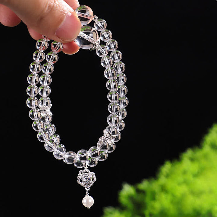 Buddha Stones Pulsera de perlas de cuarzo transparente natural - image 9