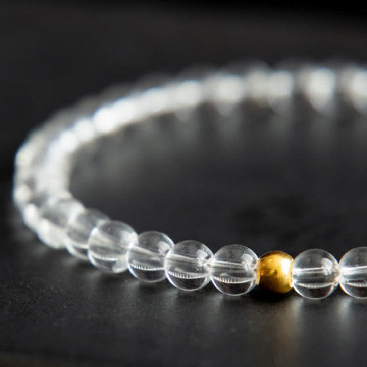 Buddha Stones Pulsera de meditación de cuarzo transparente natural de 4 mm - image 10