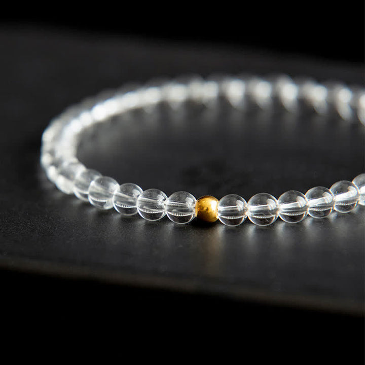 Buddha Stones Pulsera de meditación de cuarzo transparente natural de 4 mm - image 9