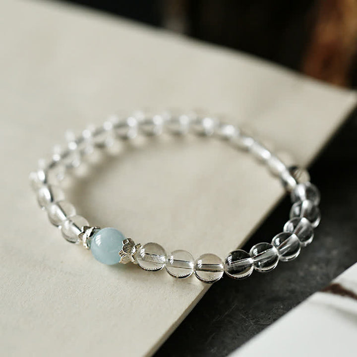 Buddha Stones Pulsera de cuarzo aguamarina transparente natural - image 7