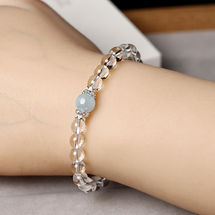 Buddha Stones Pulsera de cuarzo aguamarina transparente natural - image 3