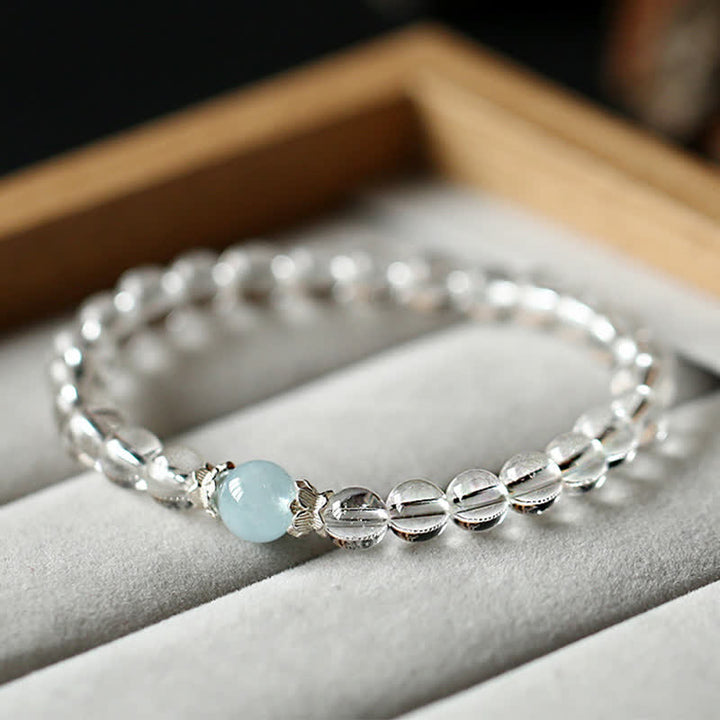 Buddha Stones Pulsera de cuarzo aguamarina transparente natural - image 4
