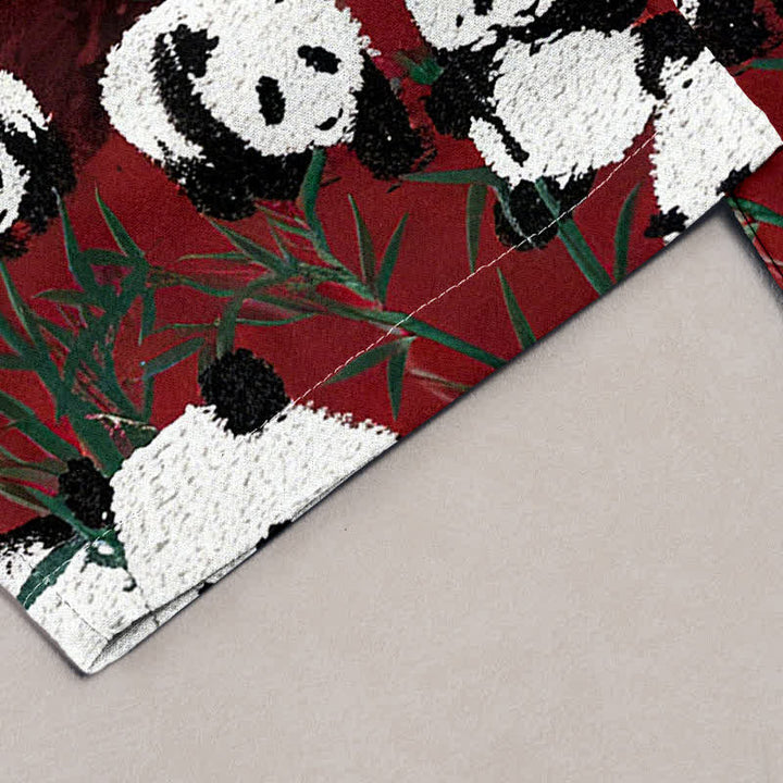 Buddha Stones Pantalones de mujer de algodón con estampado de pandas y bambú, cintura elástica y bolsillos. - image 4