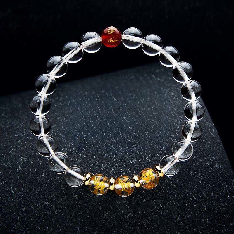 Buddha Stones Pulsera de cuarzo transparente con signos del zodiaco chino para la sanación - image 8