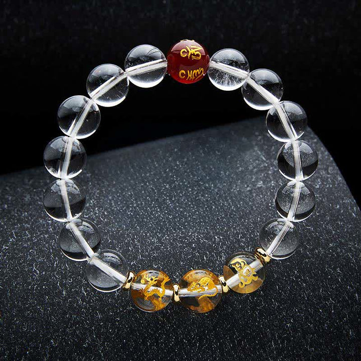 Buddha Stones Pulsera de cuarzo transparente con signos del zodiaco chino para la sanación - Rata Dragón Mono - Cuentas de 12 mm (circunferencia de la muñeca: 17–18 cm) - image 20