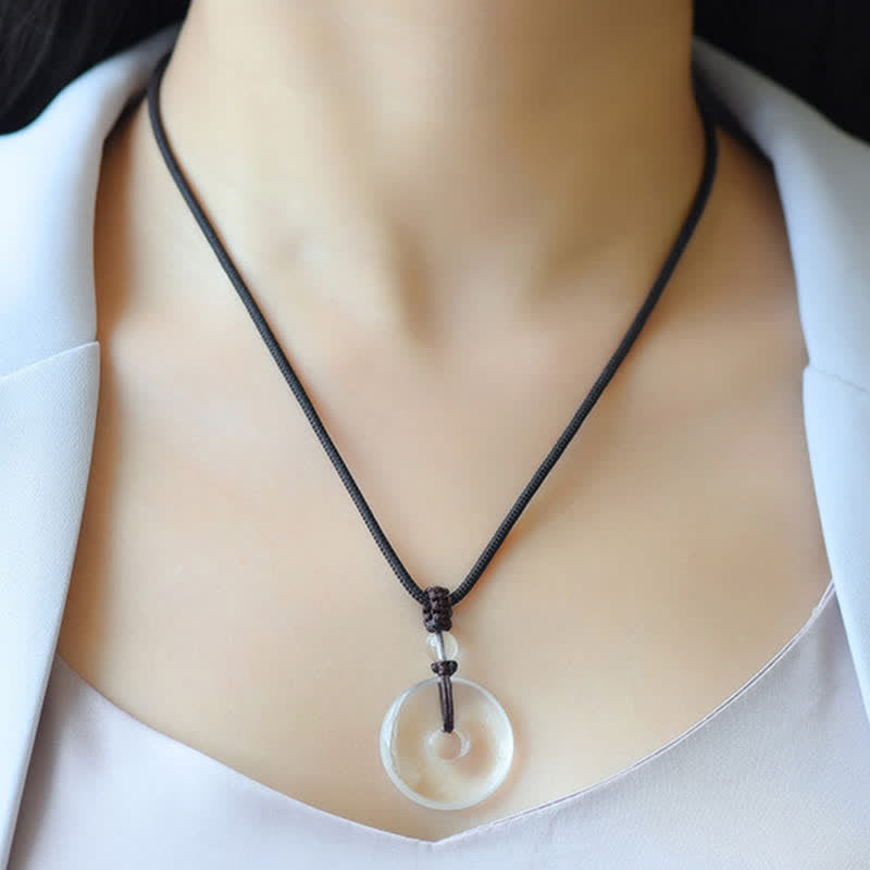 Buddha Stones Collar con hebilla de cuarzo transparente natural y cuerda protectora - image 4