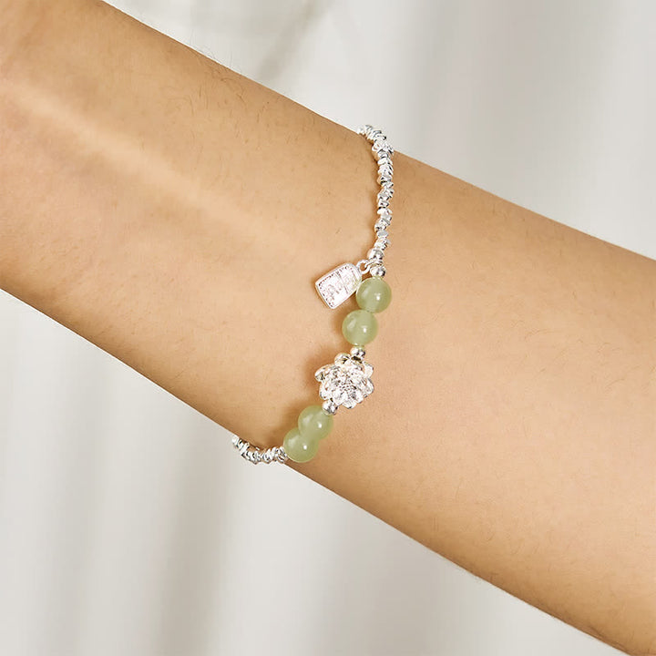 Buddha Stones Pulsera de abundancia con dije de loto, jade y alegría, con cuentas de cobre. - image 3